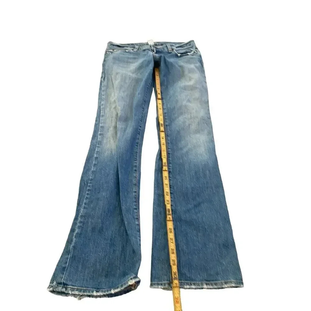 Lucky Brand Dungarees Blue Denim Fit Madeline Block Flare Jean Size 8/29